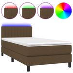 Casa si Gradina - Mobilier - Paturi si accesorii - Paturi - Pat cu arcuri, saltea si LED, maro inchis, 90x190 cm, textil - Infinity.ro