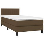 Casa si Gradina - Mobilier - Paturi si accesorii - Paturi - Pat cu arcuri, saltea si LED, maro inchis, 90x190 cm, textil - Infinity.ro