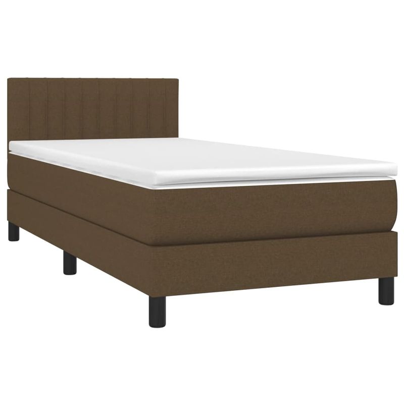 Casa si Gradina - Mobilier - Paturi si accesorii - Paturi - Pat cu arcuri, saltea si LED, maro inchis, 90x190 cm, textil - Infinity.ro