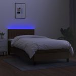 Casa si Gradina - Mobilier - Paturi si accesorii - Paturi - Pat cu arcuri, saltea si LED, maro inchis, 90x190 cm, textil - Infinity.ro