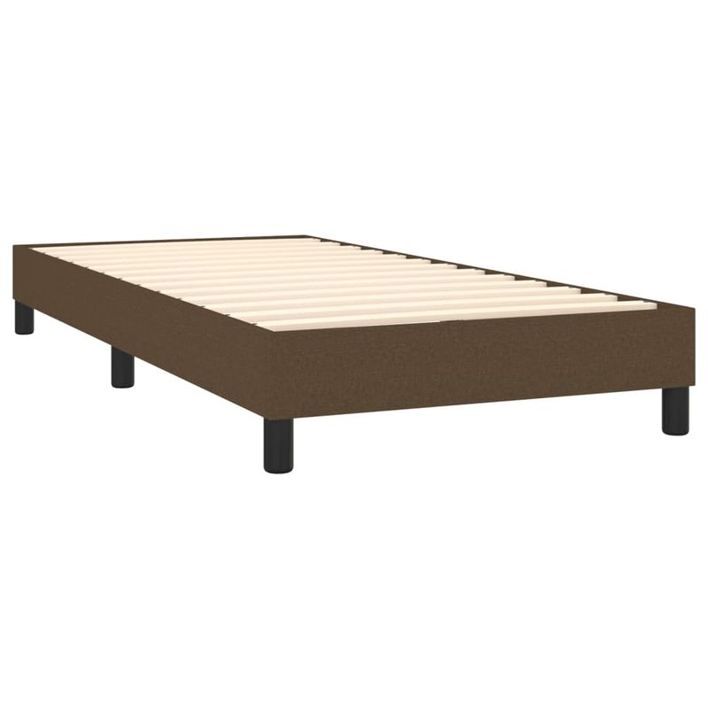 Casa si Gradina - Mobilier - Paturi si accesorii - Paturi - Pat cu arcuri, saltea si LED, maro inchis, 90x190 cm, textil - Infinity.ro