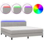 Casa si Gradina - Mobilier - Paturi si accesorii - Paturi - Pat cu arcuri, saltea si LED, gri deschis, 180x200 cm, textil - Infinity.ro
