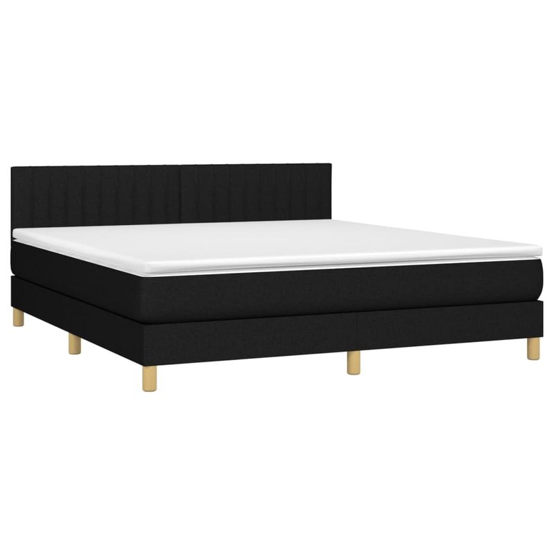 Casa si Gradina - Mobilier - Paturi si accesorii - Paturi - Pat cu arcuri, saltea si LED, negru, 180x200 cm, textil - Infinity.ro