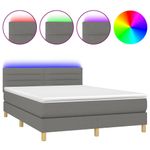 Casa si Gradina - Mobilier - Paturi si accesorii - Paturi - Pat cu arcuri, saltea si LED, gri inchis, 140x200 cm, textil - Infinity.ro