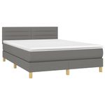 Casa si Gradina - Mobilier - Paturi si accesorii - Paturi - Pat cu arcuri, saltea si LED, gri inchis, 140x200 cm, textil - Infinity.ro