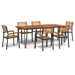 Casa si Gradina - Gradina si terasa - Mobilier exterior - Seturi mobila gradina - Set mobilier de gradina, 7 piese, lemn masiv de acacia si metal - Infinity.ro