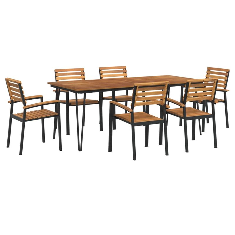 Casa si Gradina - Gradina si terasa - Mobilier exterior - Seturi mobila gradina - Set mobilier de gradina, 7 piese, lemn masiv de acacia si metal - Infinity.ro