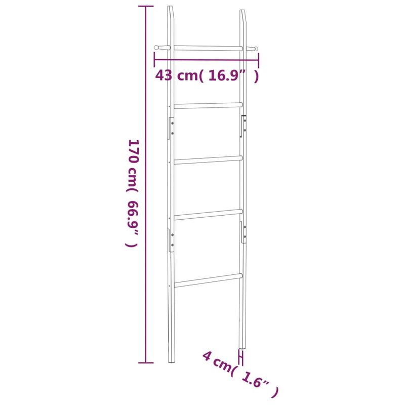 Casa si Gradina - Sanitare - Suporturi si accesorii baie - Suporturi baie - Scara pentru prosoape, 170 cm, lemn masiv de nuc - Infinity.ro