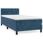 Casa si Gradina - Mobilier - Paturi si accesorii - Paturi - Pat box spring cu saltea, albastru inchis, 90x190 cm, catifea - Infinity.ro