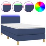 Casa si Gradina - Mobilier - Paturi si accesorii - Paturi - Pat cu arcuri, saltea si LED, albastru, 90x200 cm, textil - Infinity.ro