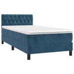Casa si Gradina - Mobilier - Paturi si accesorii - Paturi - Pat box spring cu saltea, albastru inchis, 90x190 cm, catifea - Infinity.ro