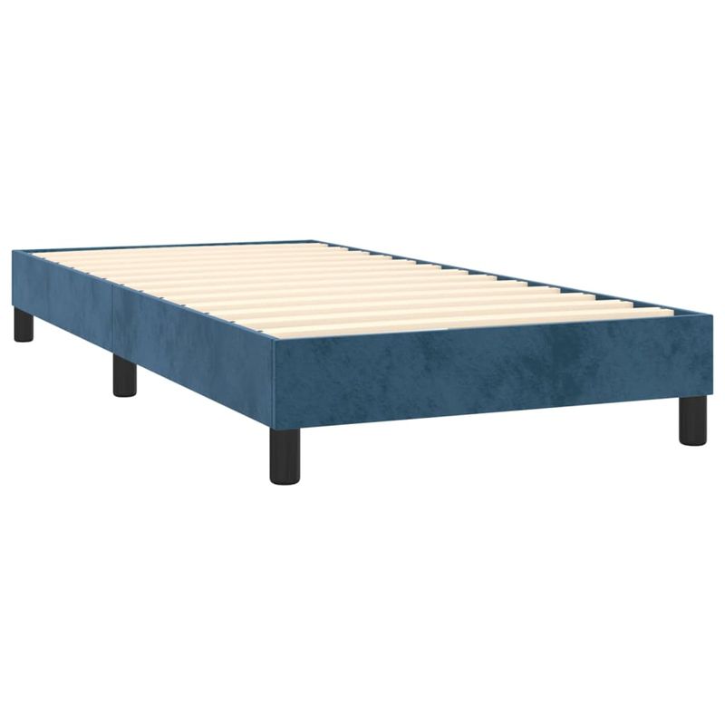 Casa si Gradina - Mobilier - Paturi si accesorii - Paturi - Pat box spring cu saltea, albastru inchis, 90x190 cm, catifea - Infinity.ro