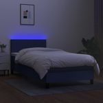 Casa si Gradina - Mobilier - Paturi si accesorii - Paturi - Pat cu arcuri, saltea si LED, albastru, 90x190 cm, textil - Infinity.ro