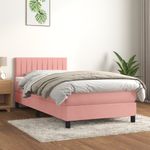 Casa si Gradina - Mobilier - Paturi si accesorii - Paturi - Pat box spring cu saltea, roz, 90x200 cm, catifea - Infinity.ro