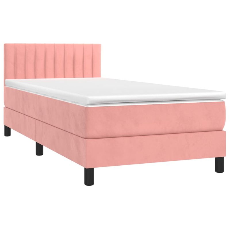 Casa si Gradina - Mobilier - Paturi si accesorii - Paturi - Pat box spring cu saltea, roz, 90x200 cm, catifea - Infinity.ro
