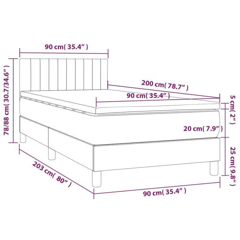 Casa si Gradina - Mobilier - Paturi si accesorii - Paturi - Pat box spring cu saltea, roz, 90x200 cm, catifea - Infinity.ro