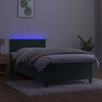 Casa si Gradina - Mobilier - Paturi si accesorii - Paturi - Pat cu arcuri, saltea si LED, verde inchis, 90x190 cm, catifea - Infinity.ro