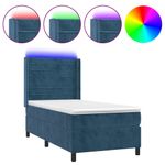 Casa si Gradina - Mobilier - Paturi si accesorii - Paturi - Pat cu arcuri, saltea si LED, bleumarin, 90x190 cm, catifea - Infinity.ro