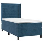 Casa si Gradina - Mobilier - Paturi si accesorii - Paturi - Pat cu arcuri, saltea si LED, bleumarin, 90x190 cm, catifea - Infinity.ro