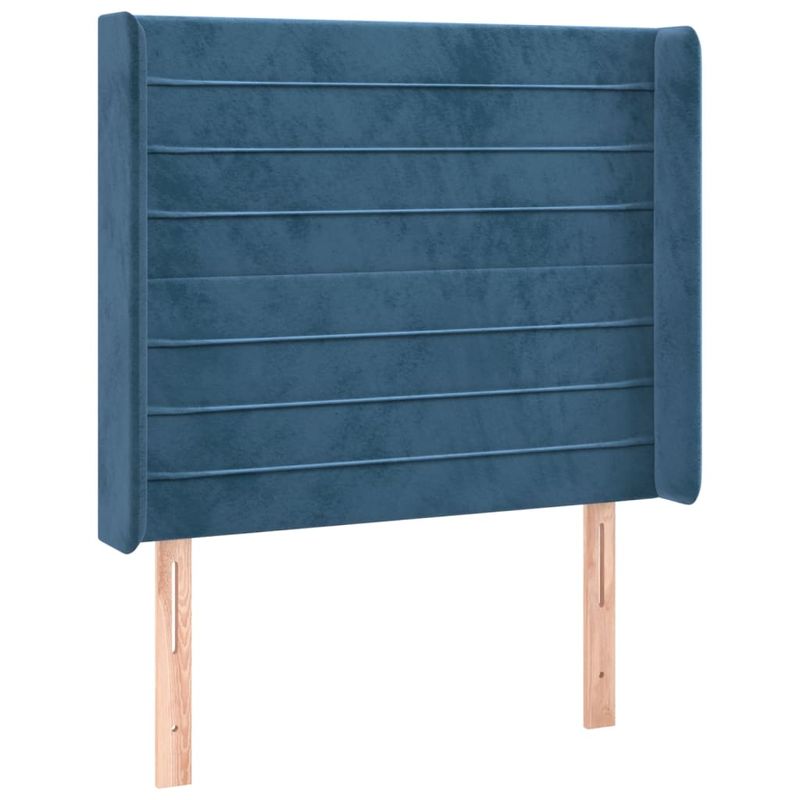 Casa si Gradina - Mobilier - Paturi si accesorii - Paturi - Pat cu arcuri, saltea si LED, bleumarin, 90x190 cm, catifea - Infinity.ro