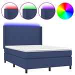 Casa si Gradina - Mobilier - Paturi si accesorii - Paturi - Pat cu arcuri, saltea si LED, albastru, 140x200 cm, textil - Infinity.ro