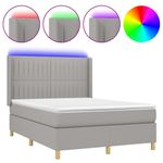 Casa si Gradina - Mobilier - Paturi si accesorii - Paturi - Pat cu arcuri, saltea si LED, gri deschis, 140x190 cm, textil - Infinity.ro
