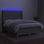 Casa si Gradina - Mobilier - Paturi si accesorii - Paturi - Pat cu arcuri, saltea si LED, gri deschis, 140x190 cm, textil - Infinity.ro