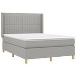 Casa si Gradina - Mobilier - Paturi si accesorii - Paturi - Pat cu arcuri, saltea si LED, gri deschis, 140x190 cm, textil - Infinity.ro