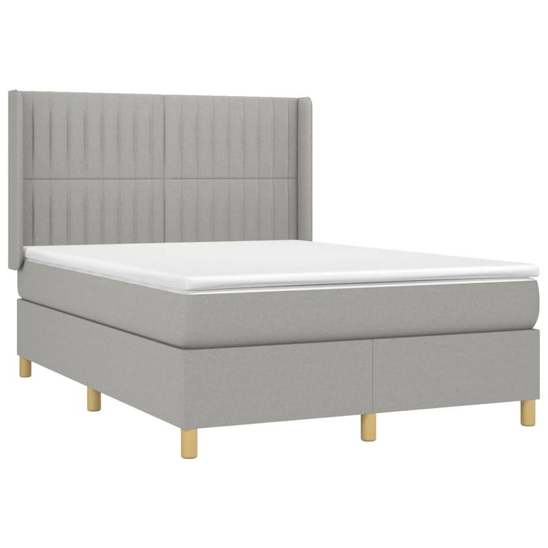 Casa si Gradina - Mobilier - Paturi si accesorii - Paturi - Pat cu arcuri, saltea si LED, gri deschis, 140x190 cm, textil - Infinity.ro