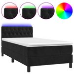 Casa si Gradina - Mobilier - Paturi si accesorii - Paturi - Pat cu arcuri, saltea si LED, negru, 90x200 cm, catifea - Infinity.ro