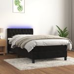 Casa si Gradina - Mobilier - Paturi si accesorii - Paturi - Pat cu arcuri, saltea si LED, negru, 90x200 cm, catifea - Infinity.ro