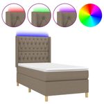 Casa si Gradina - Mobilier - Paturi si accesorii - Paturi - Pat cu arcuri, saltea si LED, Gri taupe, 100x200 cm, textil - Infinity.ro