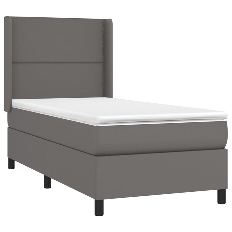 Casa si Gradina - Mobilier - Paturi si accesorii - Paturi - Pat cu arcuri, cu saltea si LED, gri, 90x200 cm, piele eco - Infinity.ro
