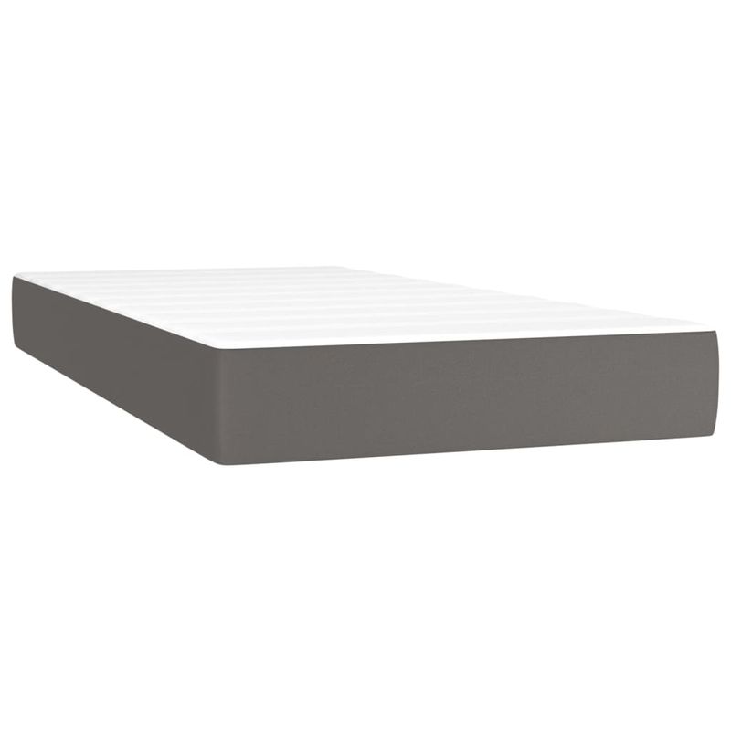 Casa si Gradina - Mobilier - Paturi si accesorii - Paturi - Pat cu arcuri, cu saltea si LED, gri, 90x200 cm, piele eco - Infinity.ro