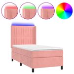 Casa si Gradina - Mobilier - Paturi si accesorii - Paturi - Pat continental cu saltea & LED, roz, 80x200 cm, catifea - Infinity.ro