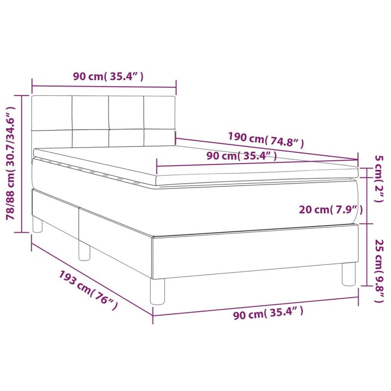 Casa si Gradina - Mobilier - Paturi si accesorii - Paturi - Pat box spring cu saltea, gri taupe, 90x190 cm, textil - Infinity.ro