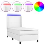 Casa si Gradina - Mobilier - Paturi si accesorii - Paturi - Pat continental cu saltea & LED, alb, 90x200 cm, piele eco - Infinity.ro