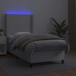Casa si Gradina - Mobilier - Paturi si accesorii - Paturi - Pat continental cu saltea & LED, alb, 90x200 cm, piele eco - Infinity.ro