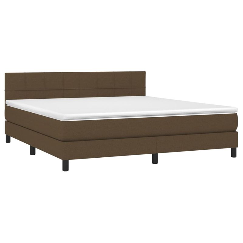 Casa si Gradina - Mobilier - Paturi si accesorii - Paturi - Pat box spring cu saltea, maro inchis, 160x200 cm, textil - Infinity.ro