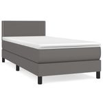 Casa si Gradina - Mobilier - Paturi si accesorii - Paturi - Pat box spring cu saltea, gri, 80x200 cm, piele ecologica - Infinity.ro