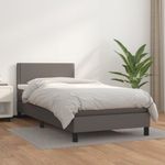 Casa si Gradina - Mobilier - Paturi si accesorii - Paturi - Pat box spring cu saltea, gri, 80x200 cm, piele ecologica - Infinity.ro