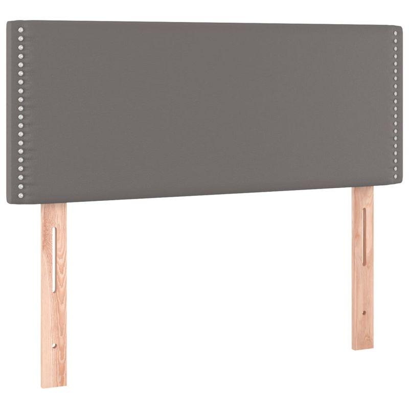 Casa si Gradina - Mobilier - Paturi si accesorii - Paturi - Pat box spring cu saltea, gri, 80x200 cm, piele ecologica - Infinity.ro