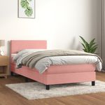 Casa si Gradina - Mobilier - Paturi si accesorii - Paturi - Pat box spring cu saltea, roz, 90x190 cm, catifea - Infinity.ro