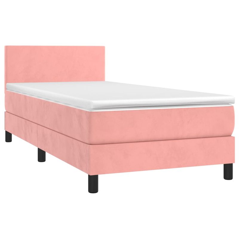 Casa si Gradina - Mobilier - Paturi si accesorii - Paturi - Pat box spring cu saltea, roz, 90x190 cm, catifea - Infinity.ro