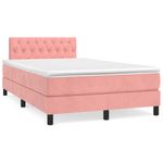 Casa si Gradina - Mobilier - Paturi si accesorii - Paturi - Pat box spring cu saltea, roz, 120x200 cm, catifea - Infinity.ro