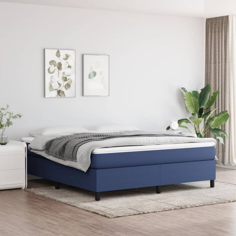 Casa si Gradina - Mobilier - Paturi si accesorii - Paturi - Pat box spring cu saltea, albastru, 180x200 cm, material textil - Infinity.ro