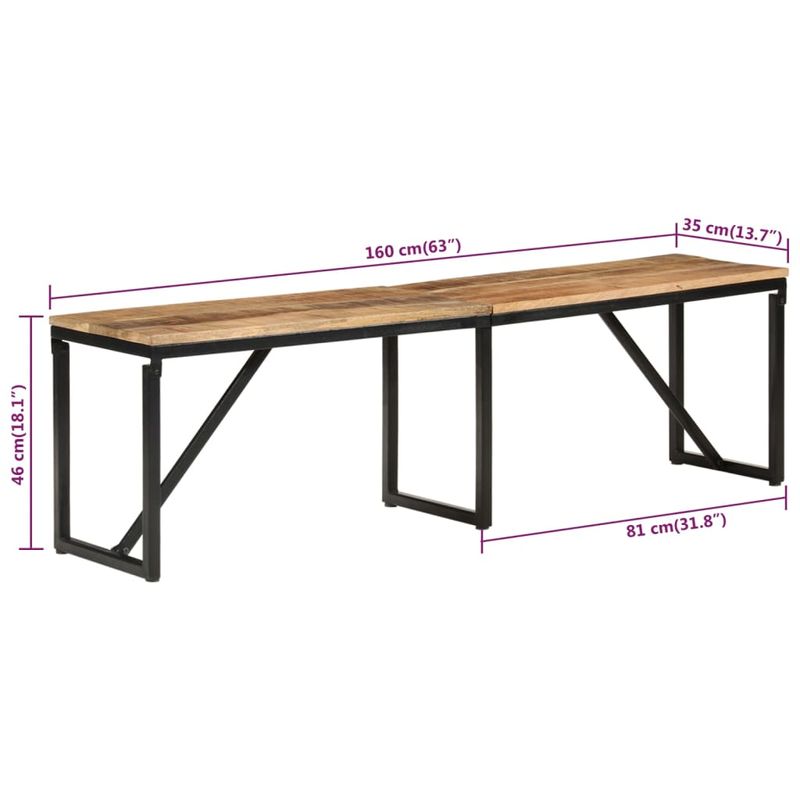 Casa si Gradina - Mobilier - Canapele si coltare - Banchete - Banca, 160x35x46 cm, lemn masiv de mango - Infinity.ro