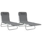 Casa si Gradina - Gradina si terasa - Mobilier exterior - Scaune si sezlonguri gradina - Sezlonguri pliante, 2 buc., textilena gri si otel - Infinity.ro