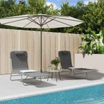 Casa si Gradina - Gradina si terasa - Mobilier exterior - Scaune si sezlonguri gradina - Sezlonguri pliante, 2 buc., textilena gri si otel - Infinity.ro