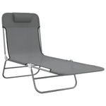 Casa si Gradina - Gradina si terasa - Mobilier exterior - Scaune si sezlonguri gradina - Sezlonguri pliante, 2 buc., textilena gri si otel - Infinity.ro